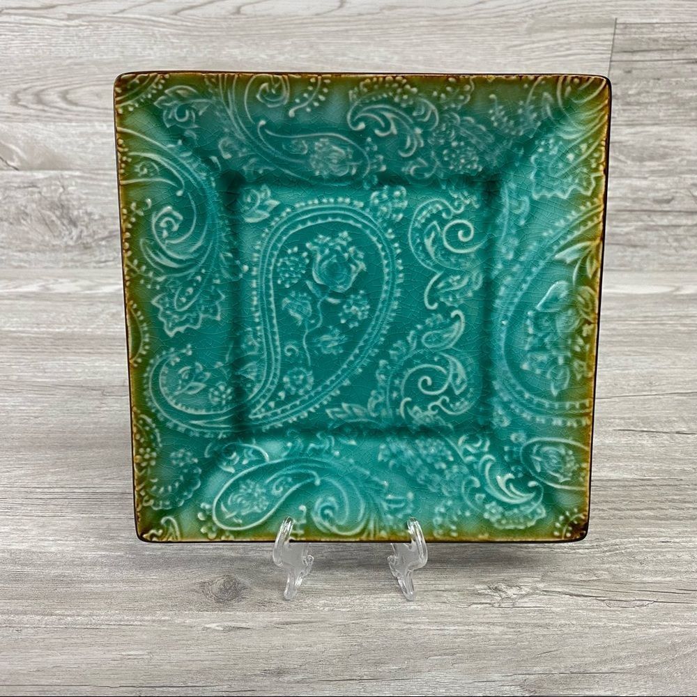 Roscher Paisley Collection 8.5" Teal Paisley Collection Plate